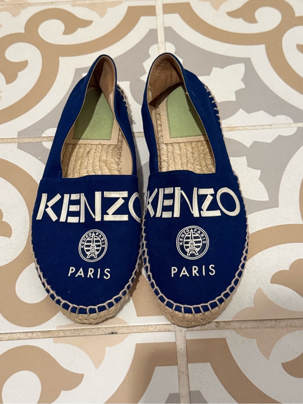 Kenzo Navy Blue Paris Logo Espadrilles